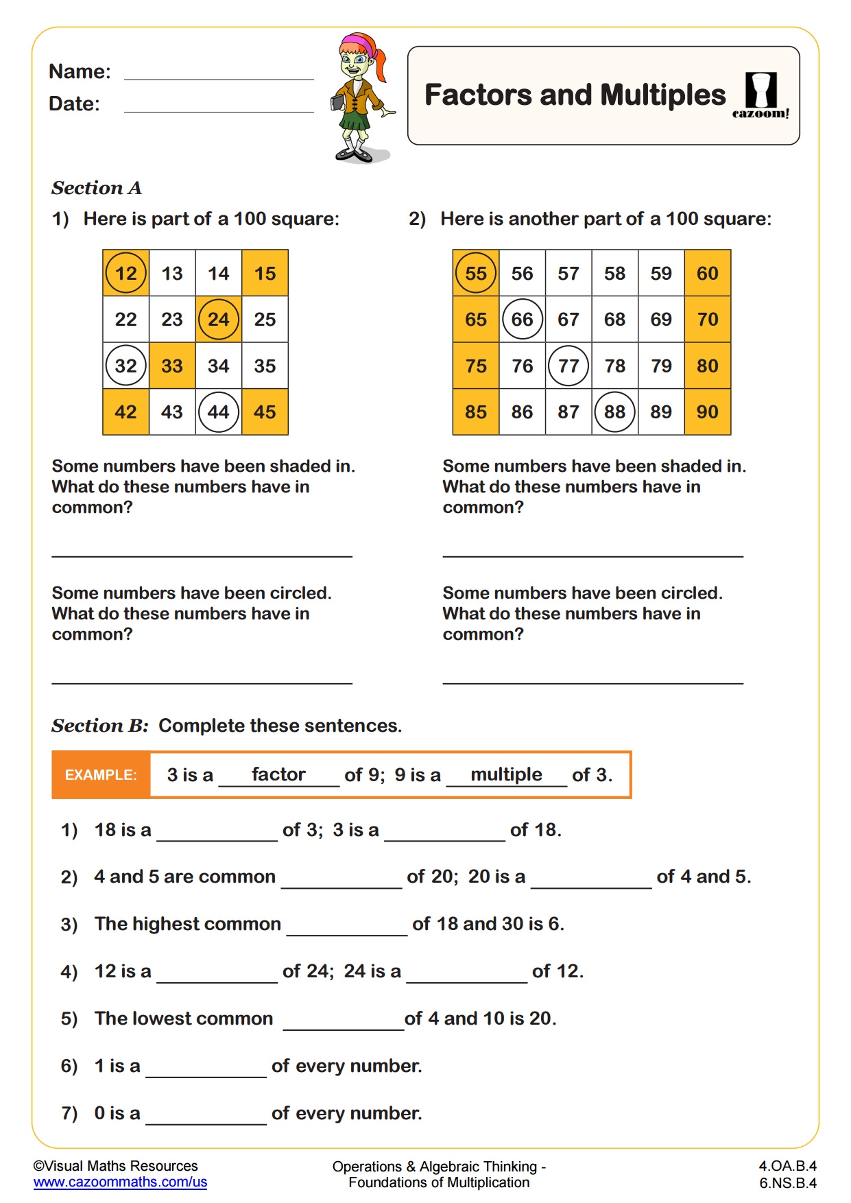 Factors And Multiples Worksheet PDF Printable Operations And Algebraic Thinking Worksheets Factors And Multiples Worksheet PDF Printable Operations And Algebraic Thinking Worksheets