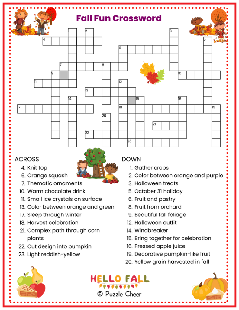crosswords for kids printable