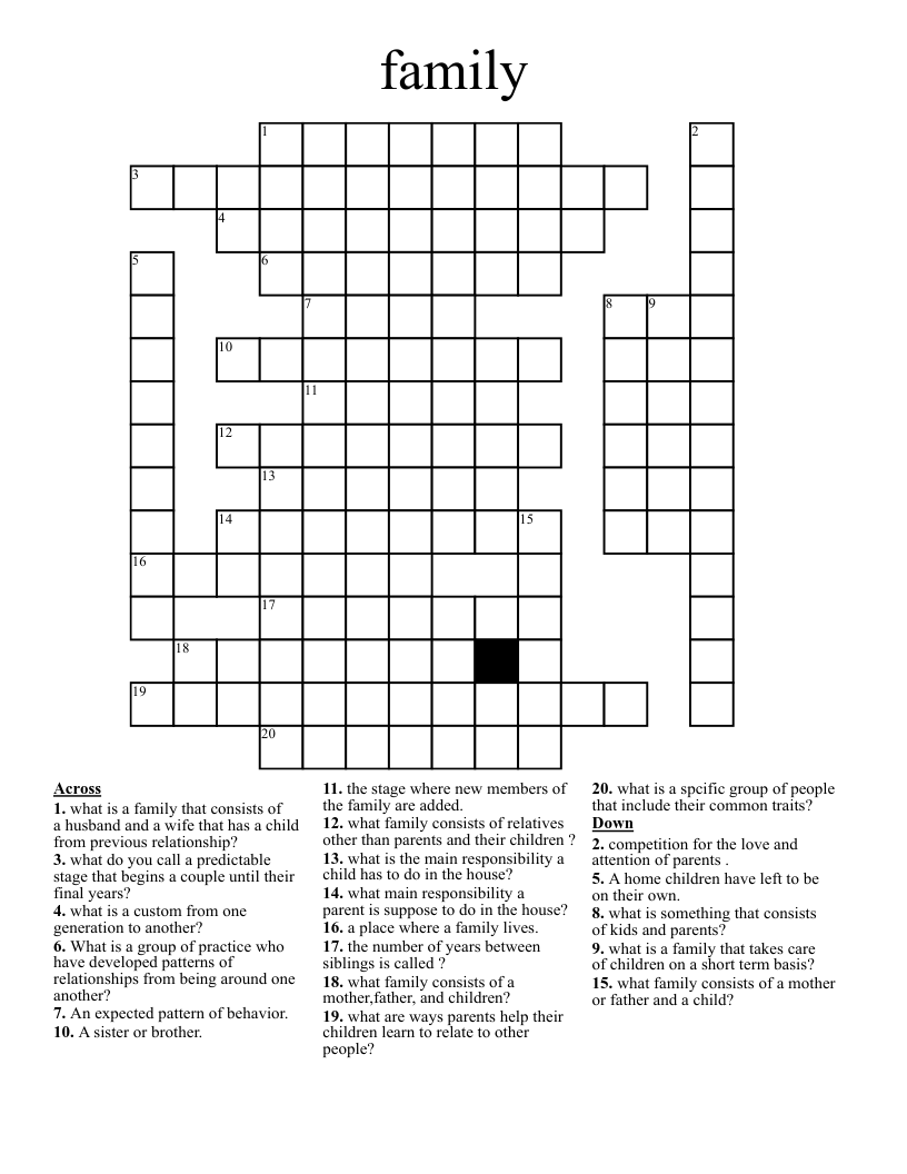 Family Crossword WordMint