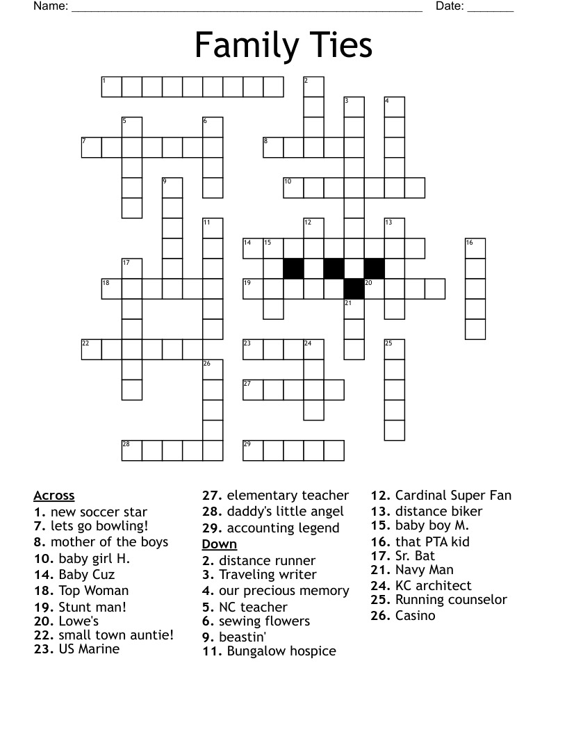 Family Ties Crossword WordMint