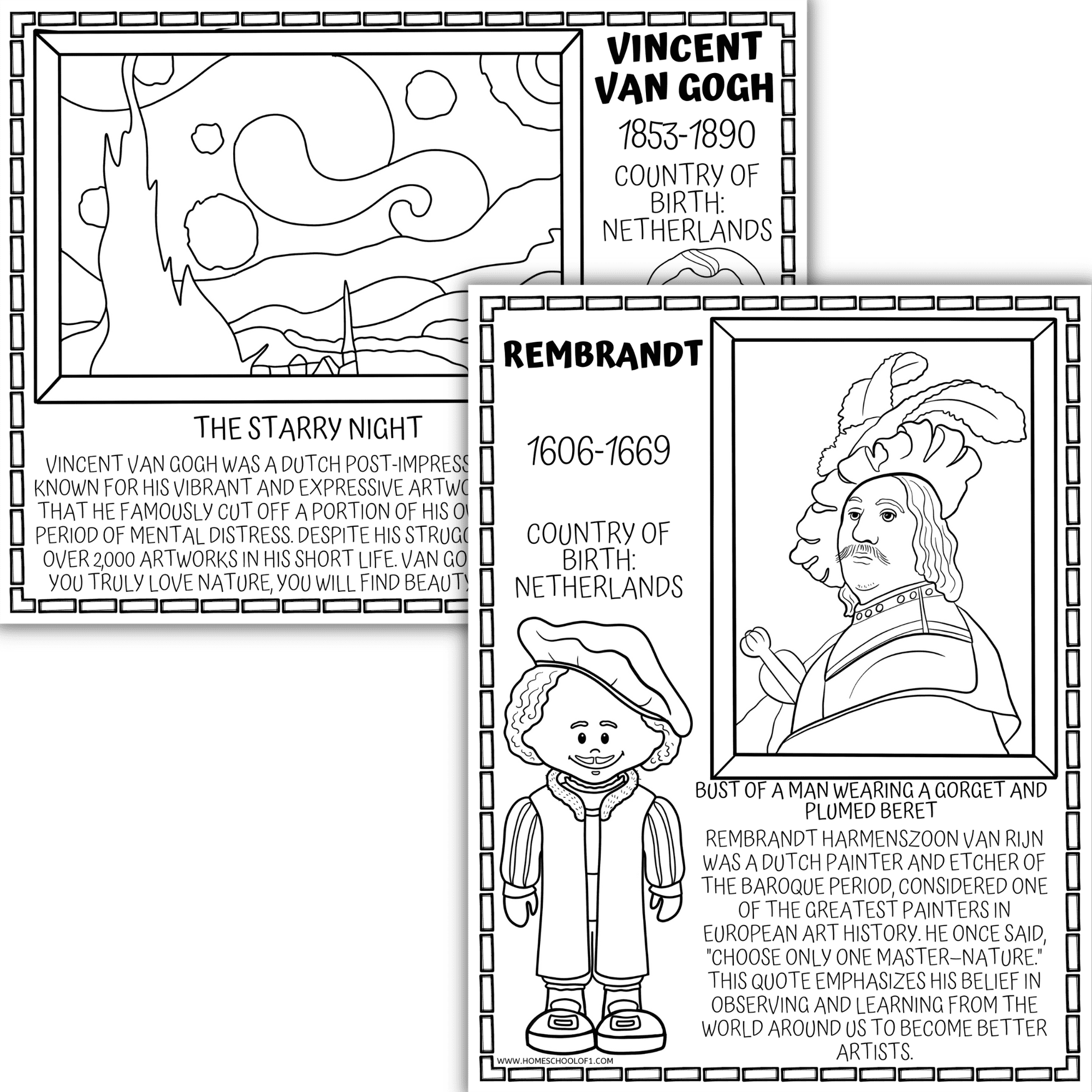 Famous Artists Coloring Pages Famous Artists Coloring Pages