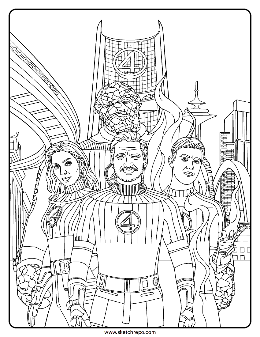 Fantastic Four 2025 Coloring Sheet Sketch Repo