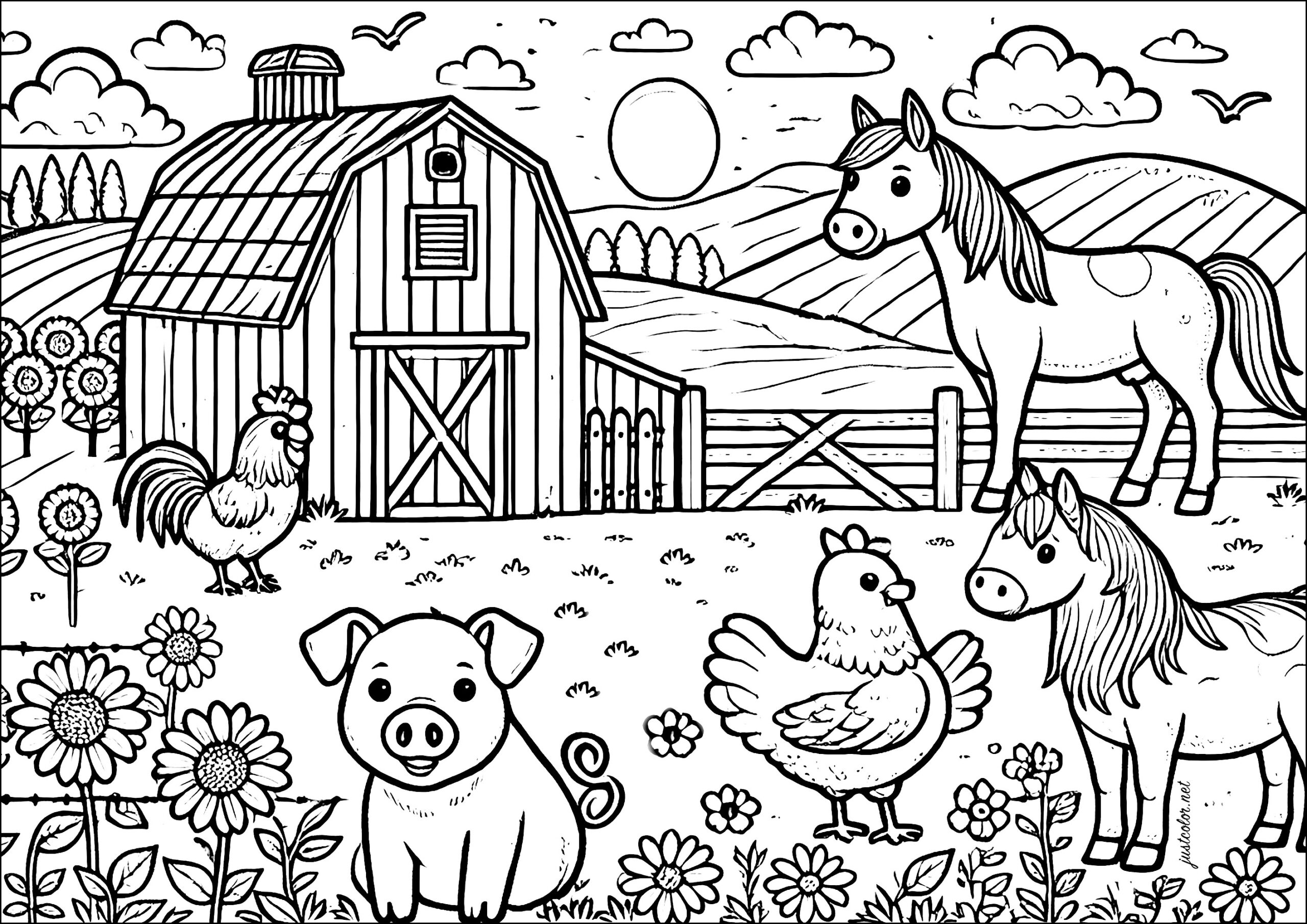 farm animals pictures to color