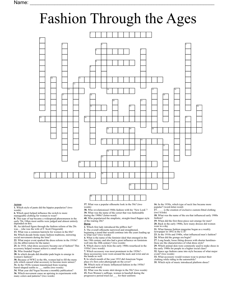 fashioned crossword clue