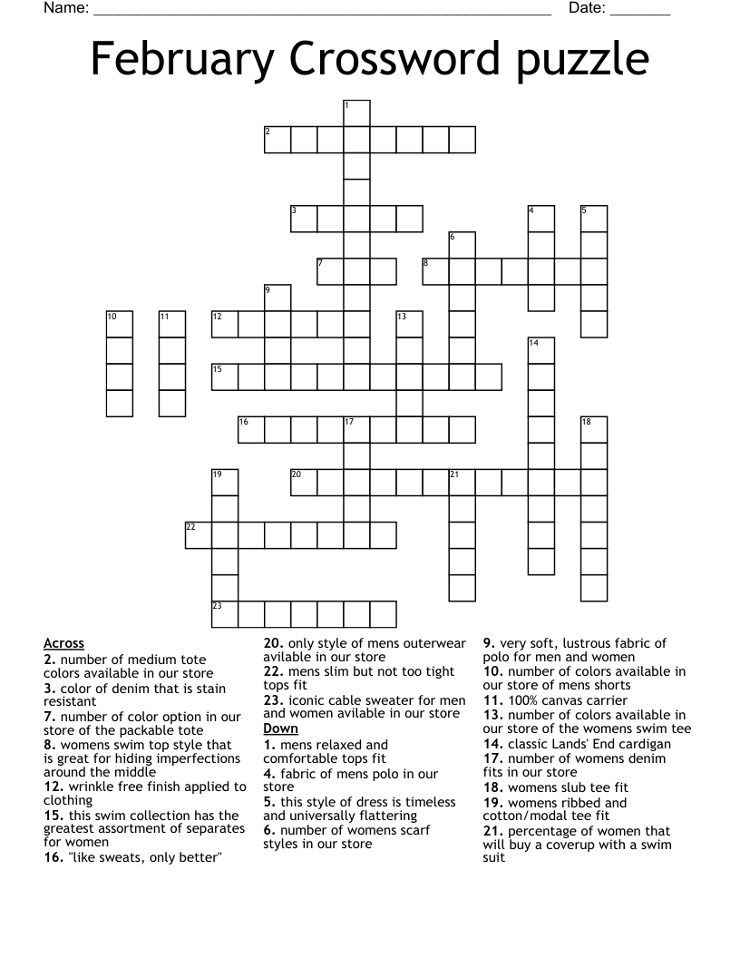 February Crossword Puzzle WordMint February Crossword Puzzle WordMint