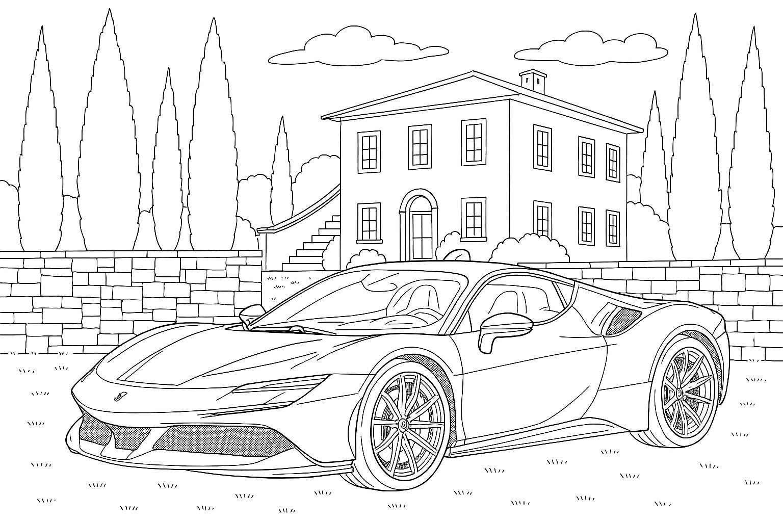 Ferrari SF90 Stradale Car Coloring Pages For Kids