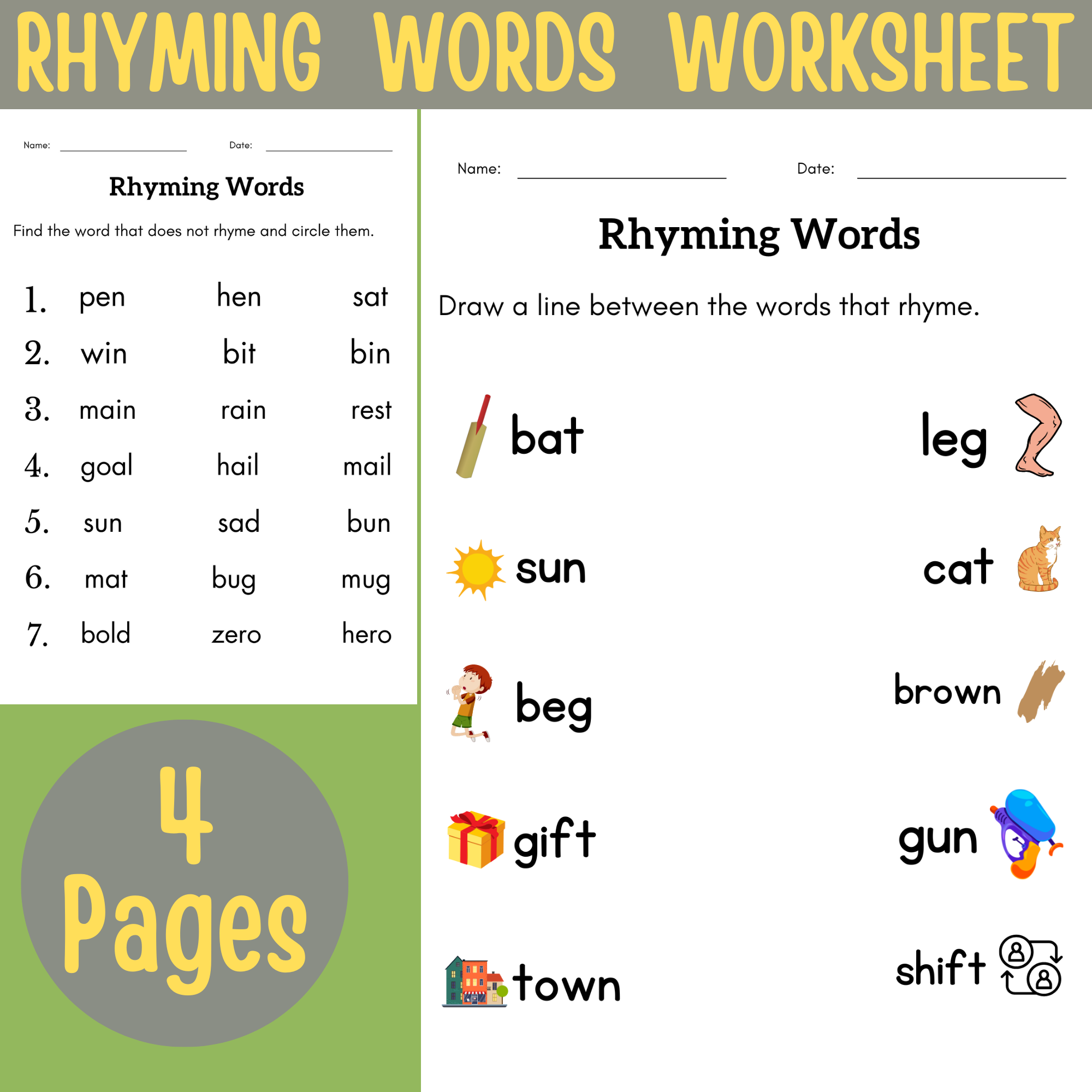 rhyming sheets for kindergarten rhyming sheets for kindergarten