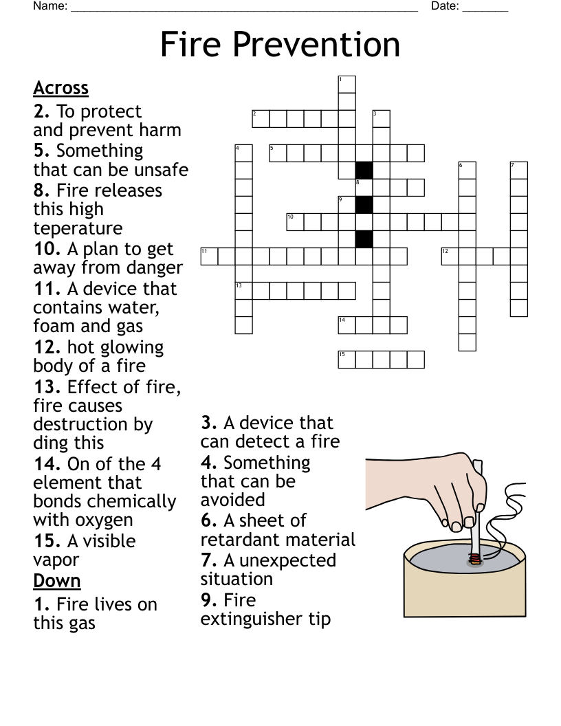 Fire Prevention Crossword WordMint Fire Prevention Crossword WordMint