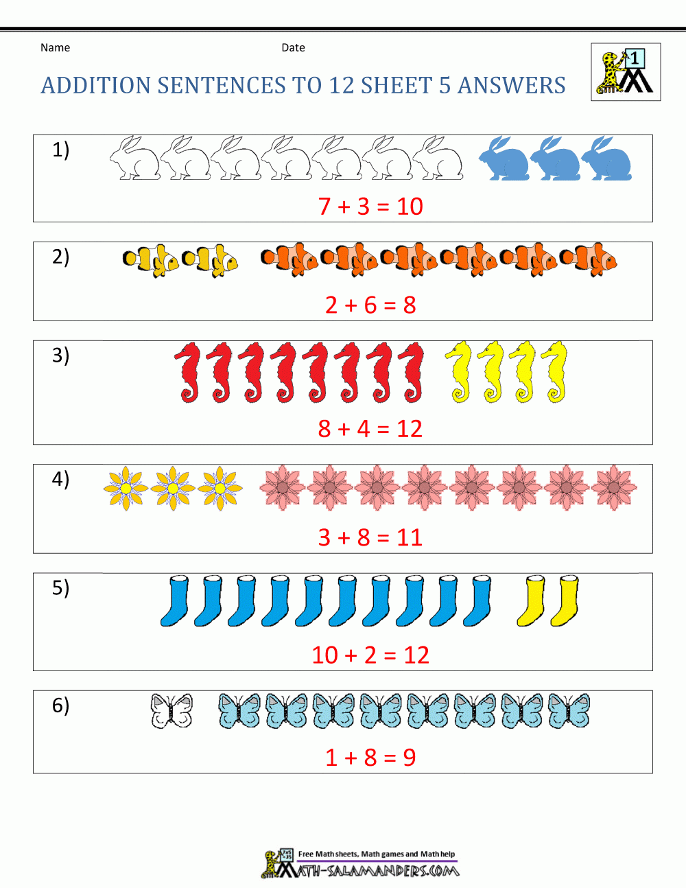 first grade addition worksheets