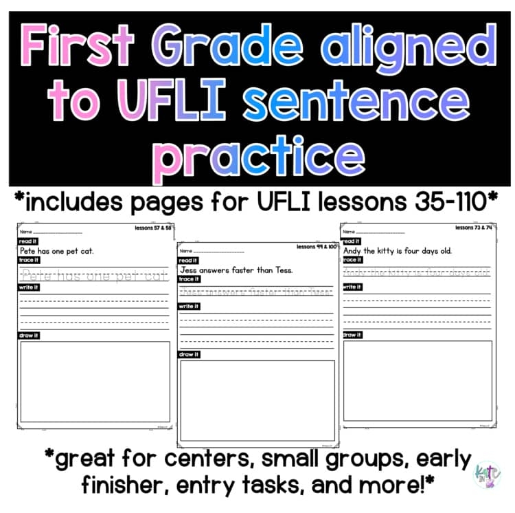 First Grade UFLI Aligned Sentence Practice NO PREP Printables 