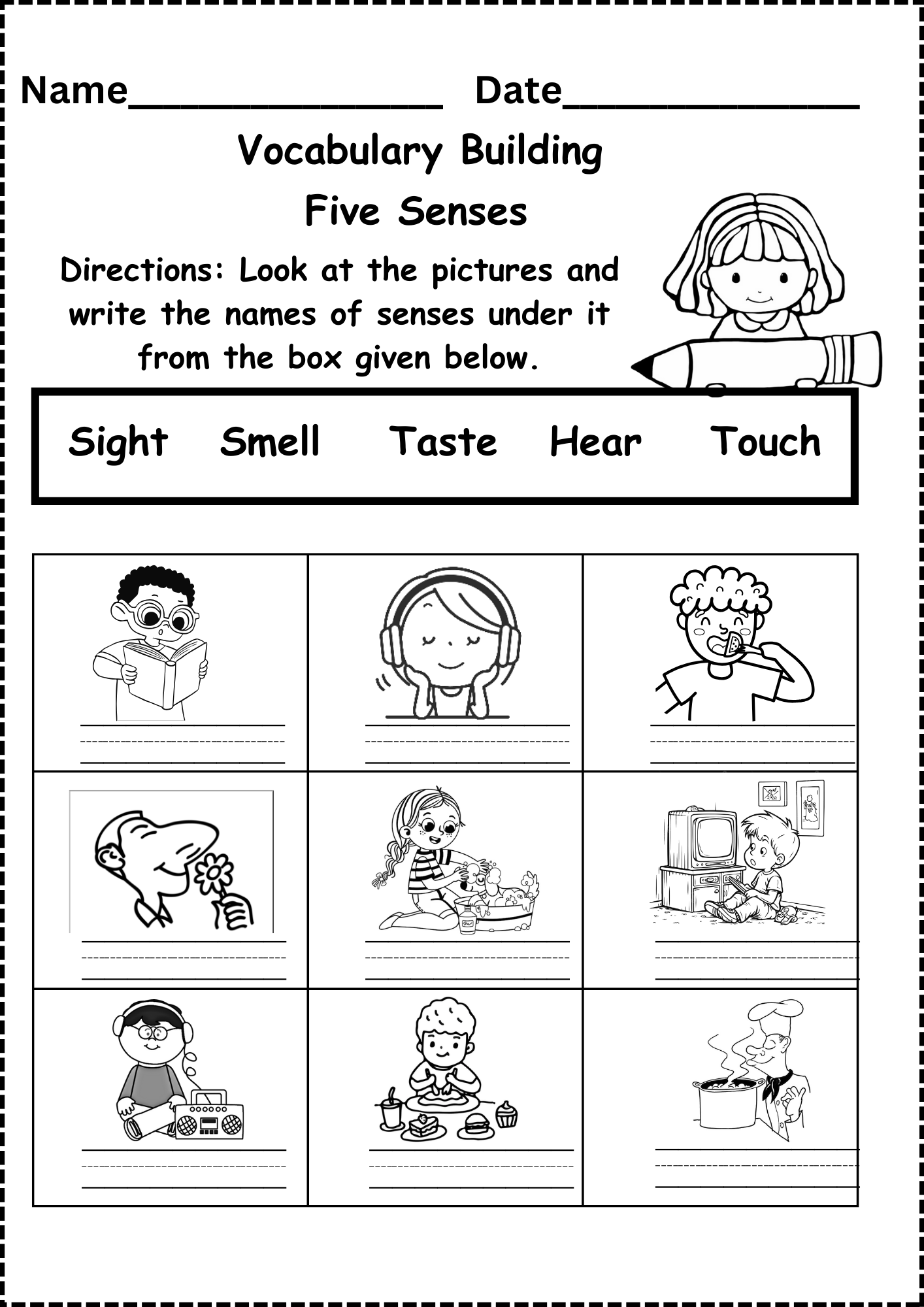 Five Senses Worksheet Free For Kindergarten And Grade 1 Five Senses Worksheet Free For Kindergarten And Grade 1