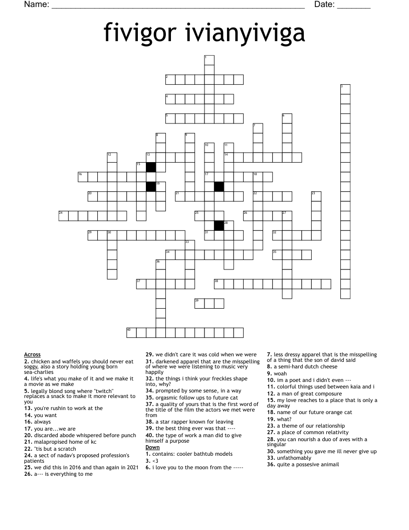 Fivigor Ivianyiviga Crossword WordMint