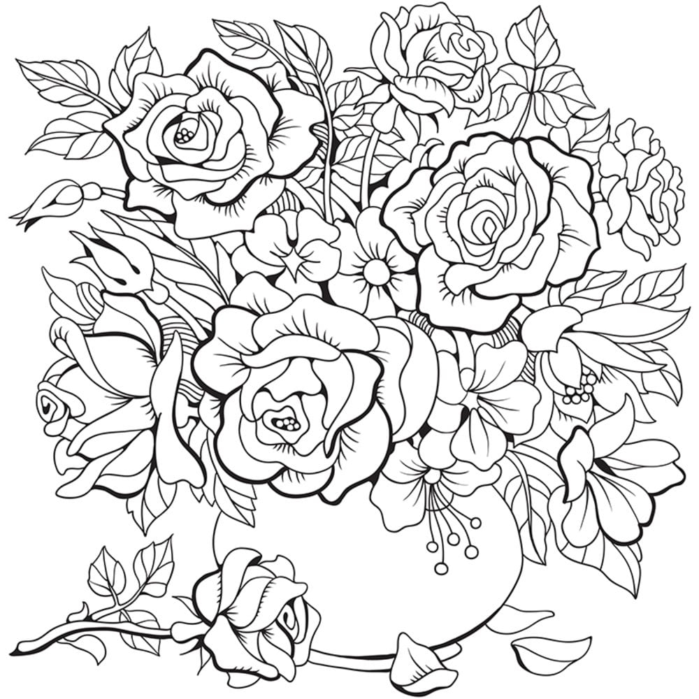 Floral Coloring Pages 44 Printable Flower Designs digital File Etsy