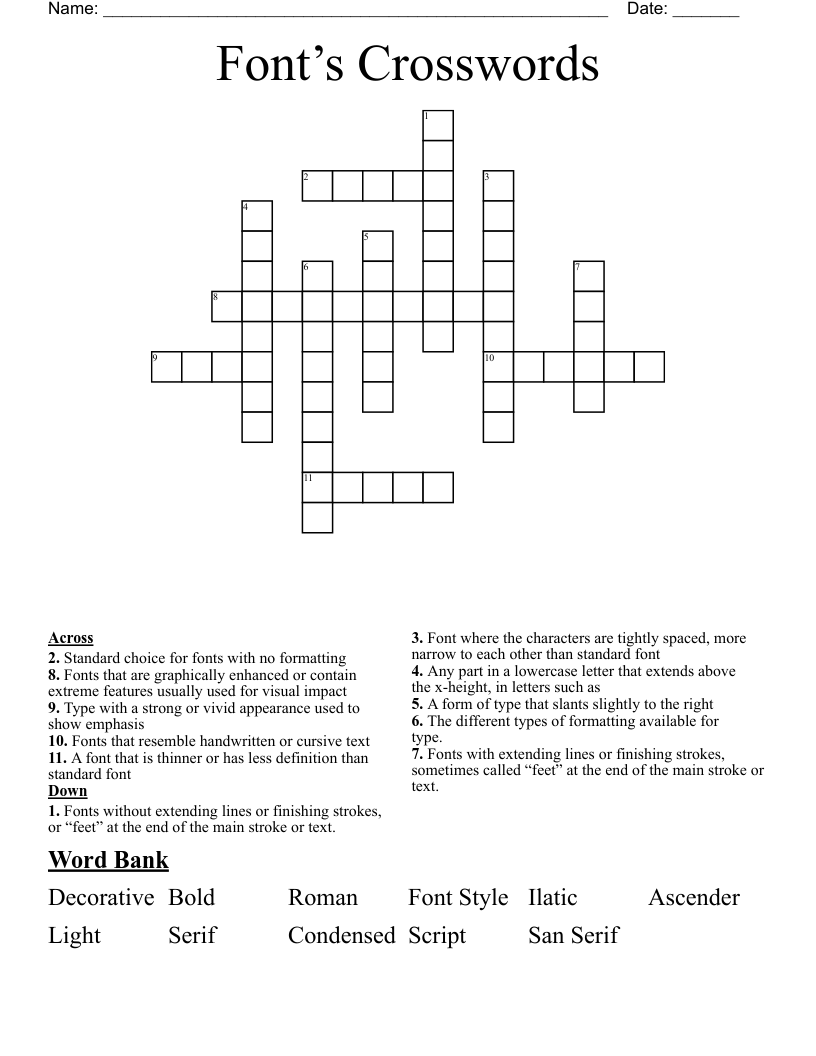 Font s Crosswords WordMint