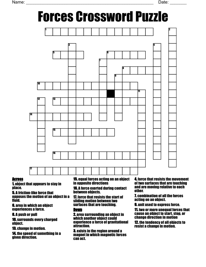 Forces Crossword Puzzle WordMint