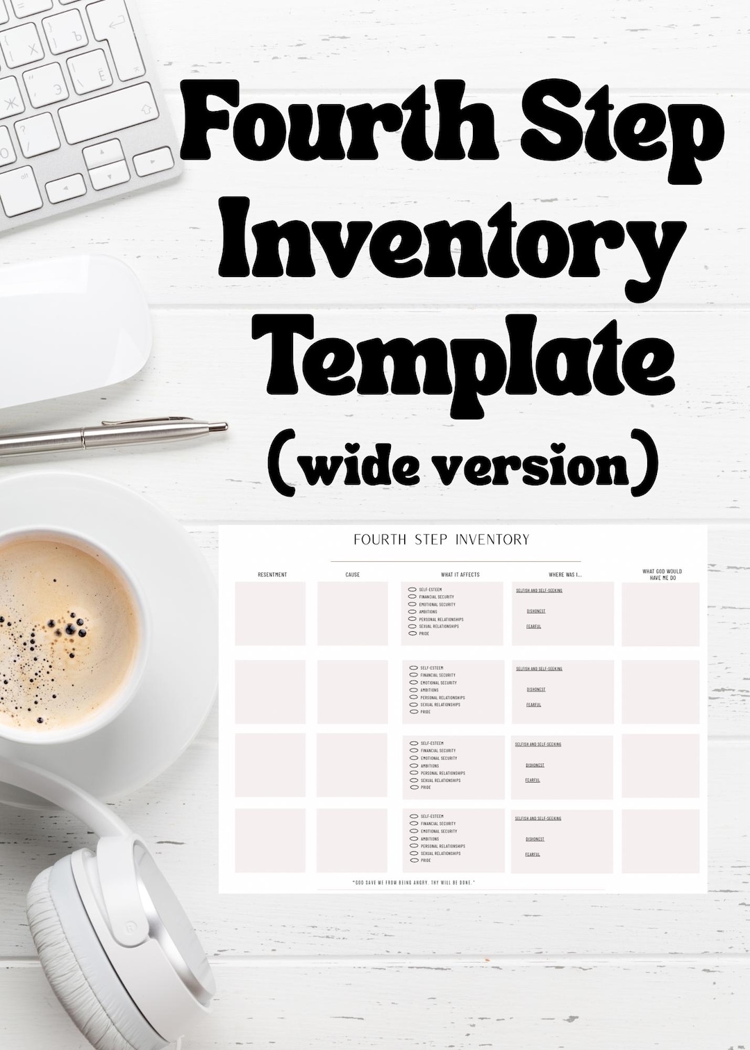 Fourth Step Inventory Worksheet landscape AA Step 4 Printable PDF Fourth Step Inventory Worksheet landscape AA Step 4 Printable PDF