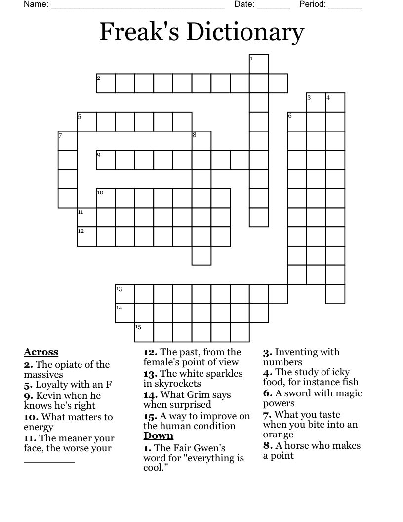 crossword puzzle on dictionary