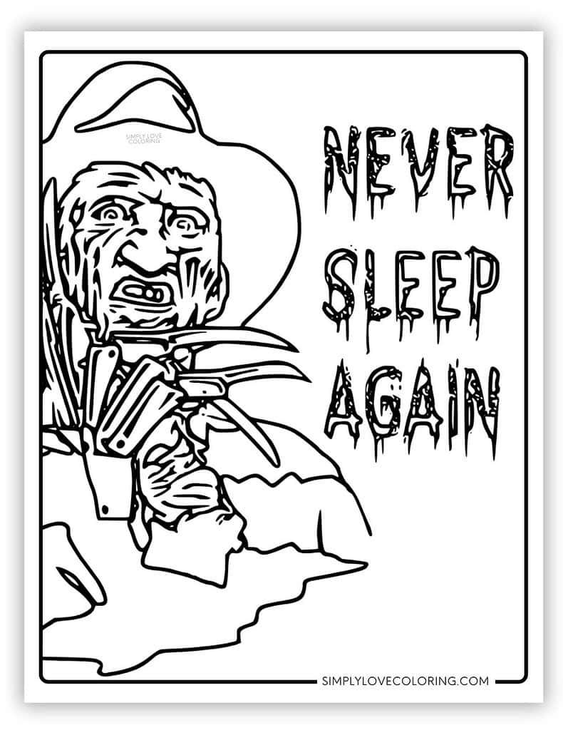 Freddy Krueger Coloring Pages Free PDF Printables Simply Love Coloring