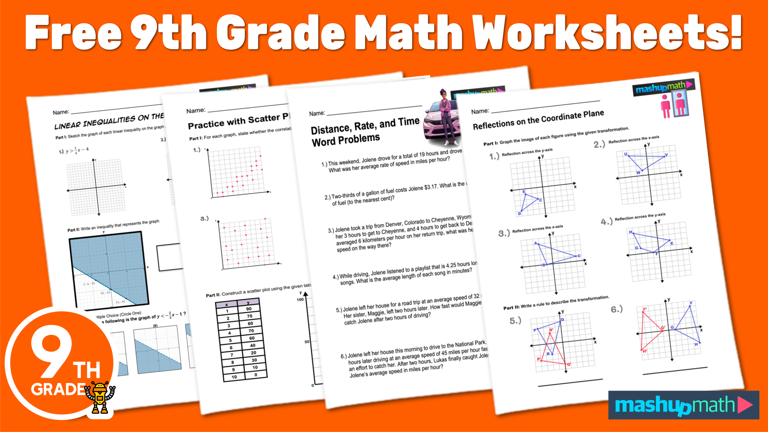 Free 9th Grade Math Worksheets Printable W Answers Mashup Math 