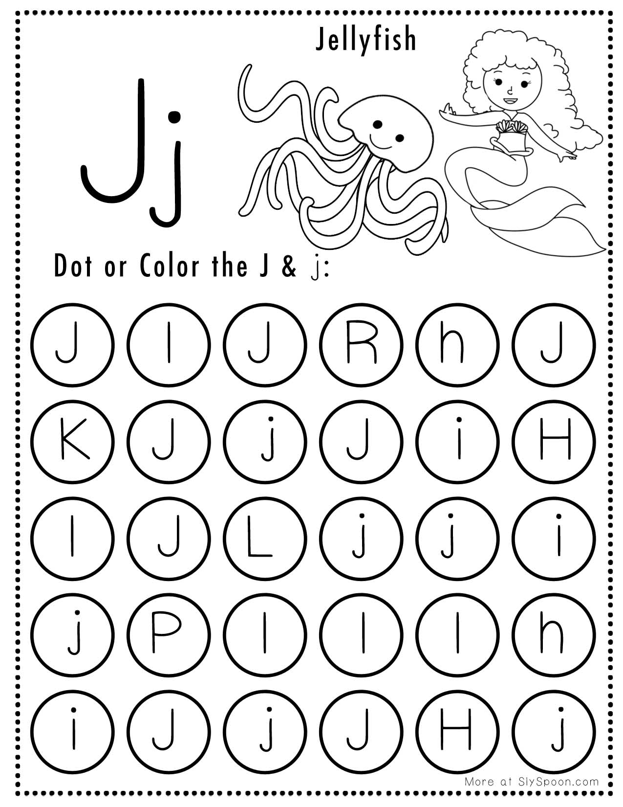 Free Alphabet Do A Dot Printables Worksheets Letter J Mermaid Themed Sly Spoon Free Alphabet Do A Dot Printables Worksheets Letter J Mermaid Themed Sly Spoon