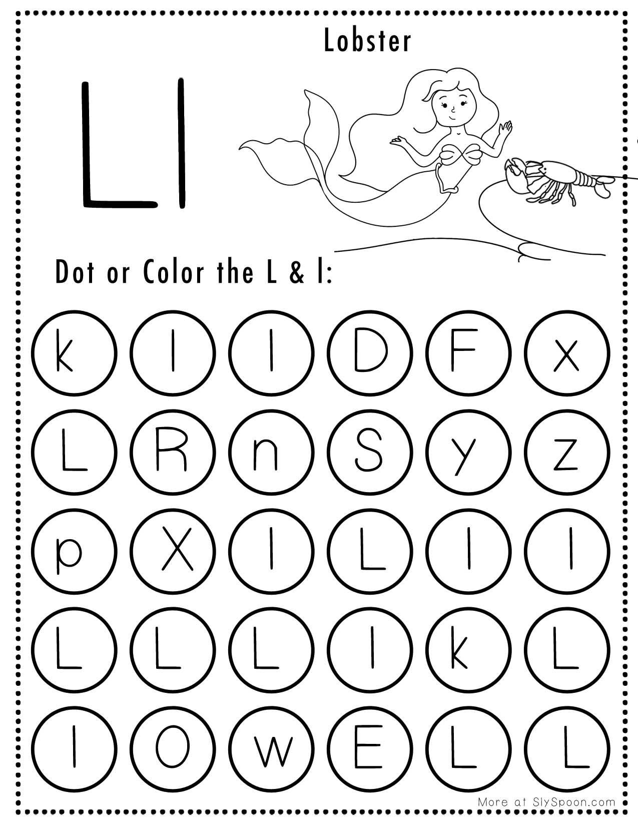 Free Alphabet Do A Dot Printables Worksheets Letter L Mermaid Themed Sly Spoon Free Alphabet Do A Dot Printables Worksheets Letter L Mermaid Themed Sly Spoon