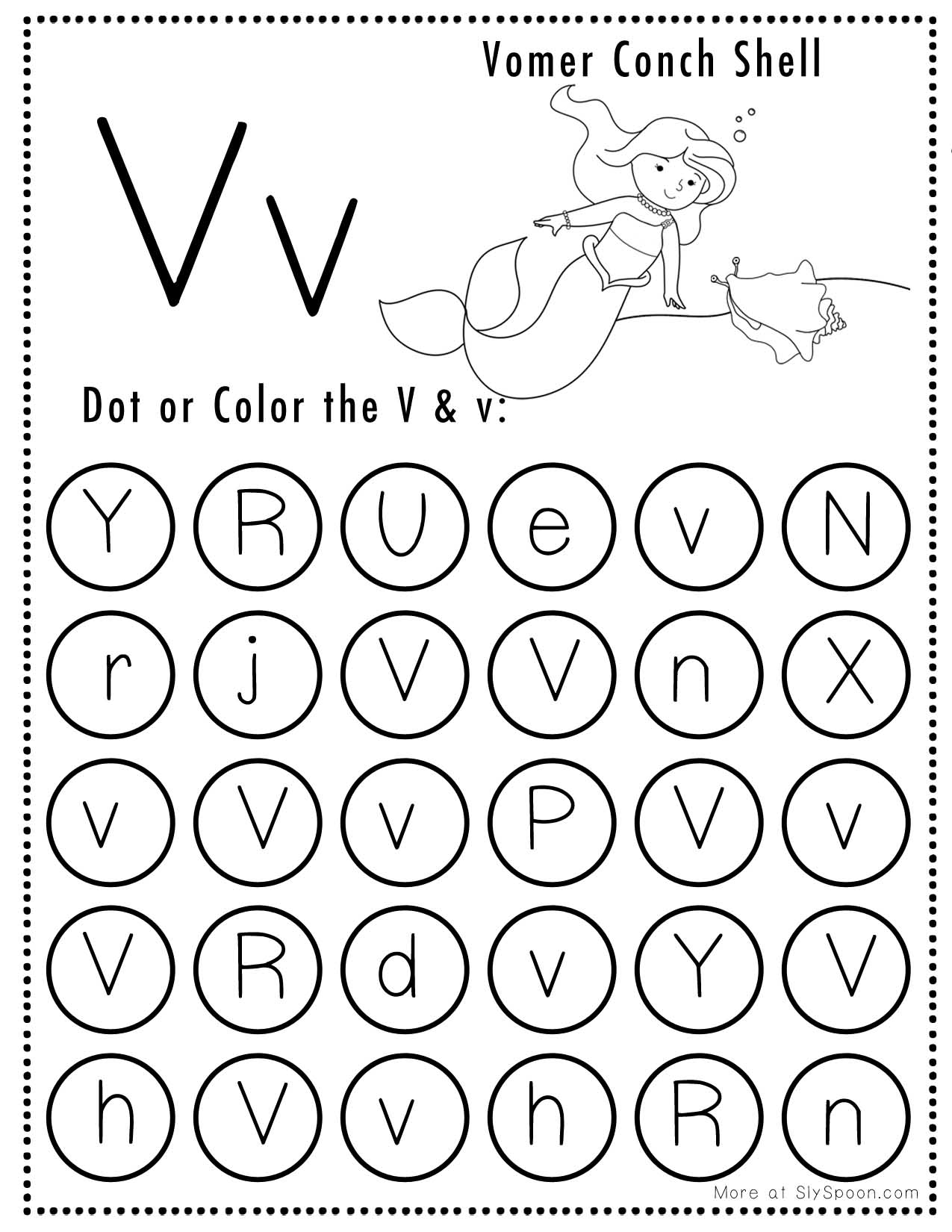 worksheets for the letter v