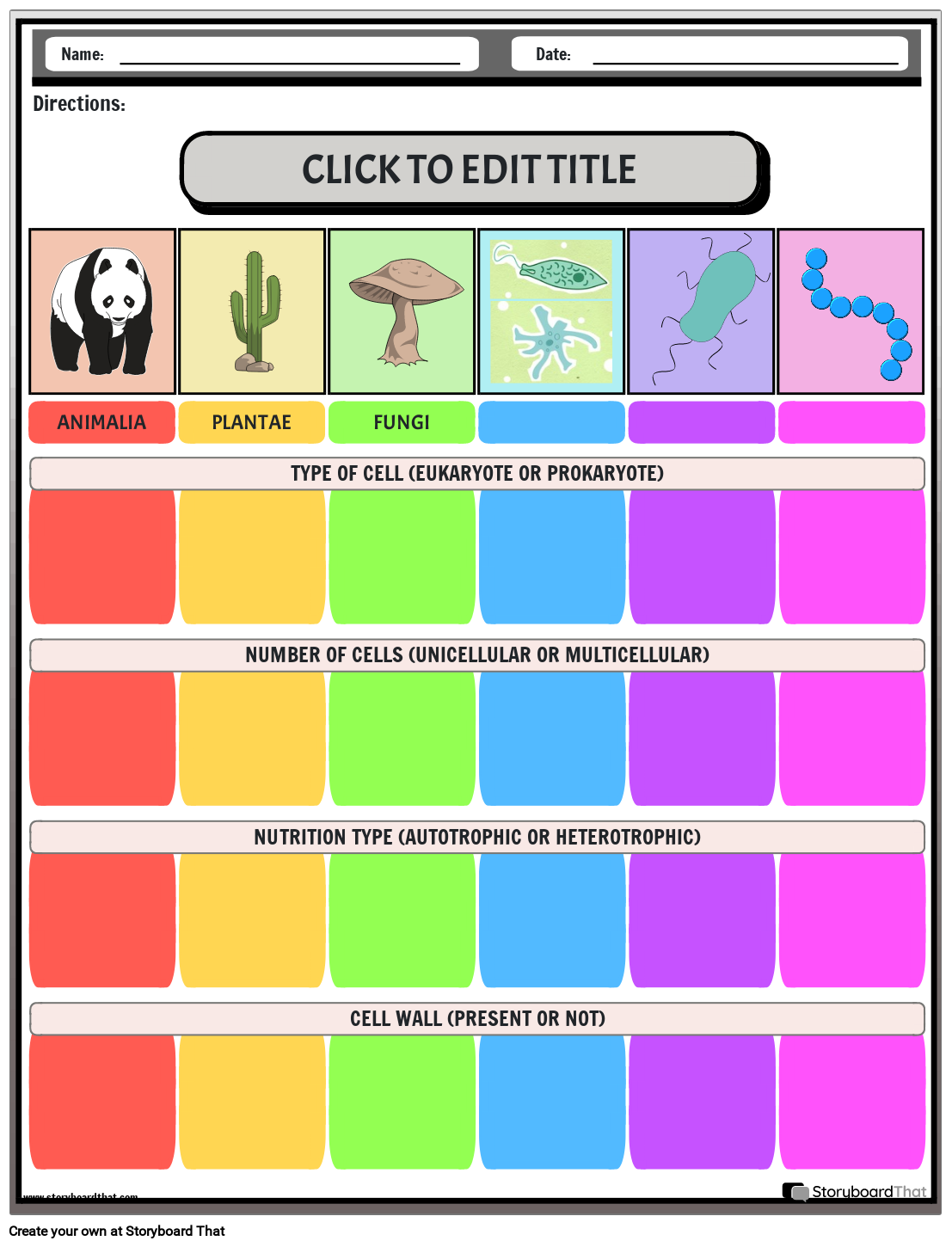 Free Biological Classification Worksheets By Storyboard That