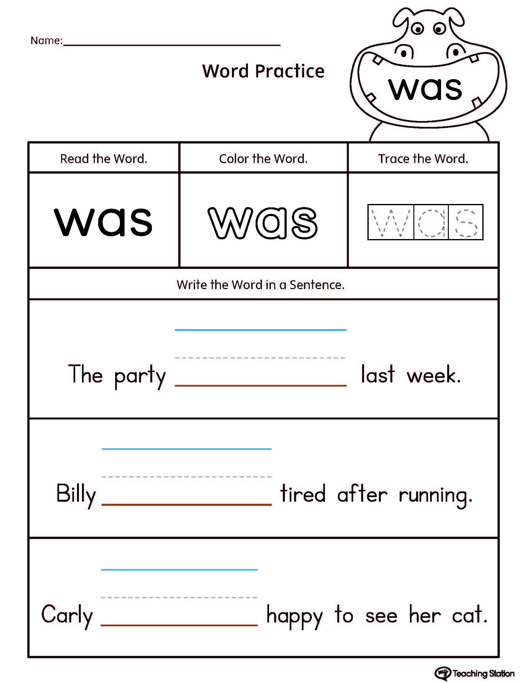 FREE Build Sentences Using Sight Word WAS MyTeachingStation FREE Build Sentences Using Sight Word WAS MyTeachingStation
