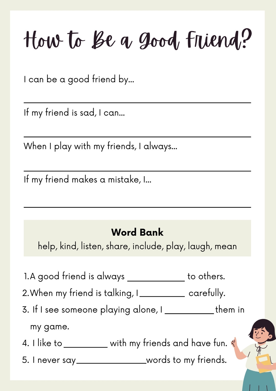 Free Custom Printable Friendship Worksheet Templates Canva Free Custom Printable Friendship Worksheet Templates Canva