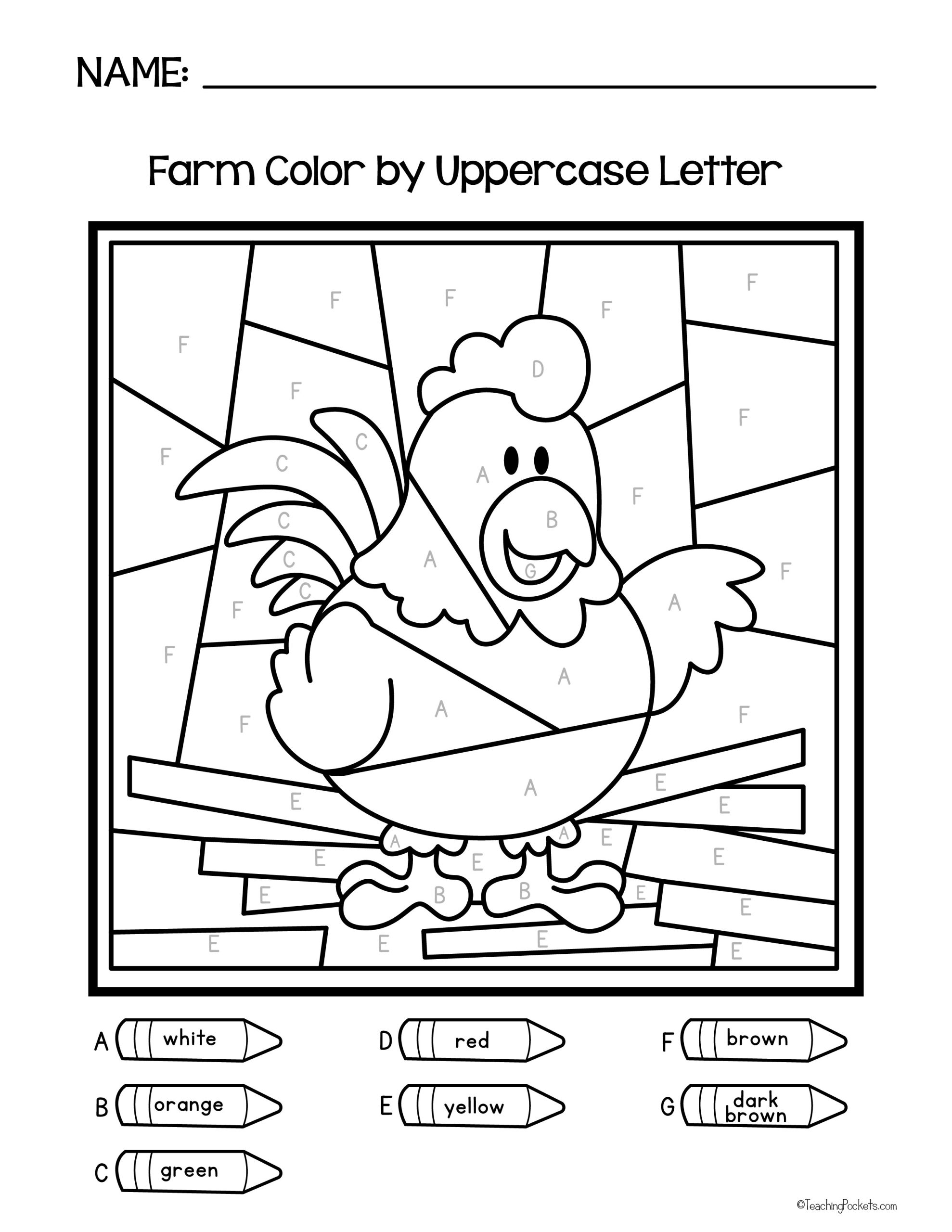 color by letter worksheets