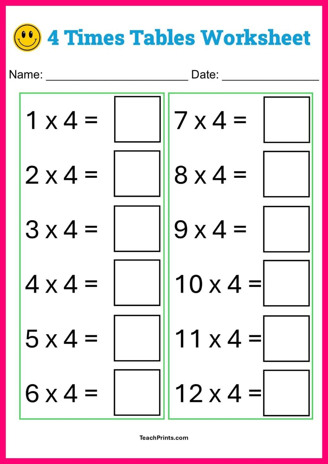 4 times table worksheet 4 times table worksheet