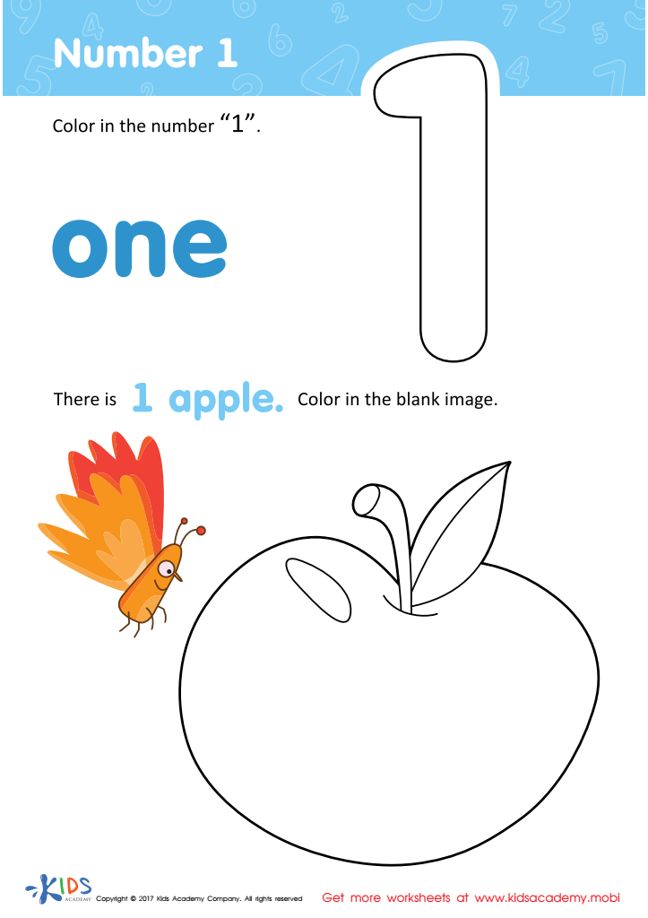 number 1 printable worksheet