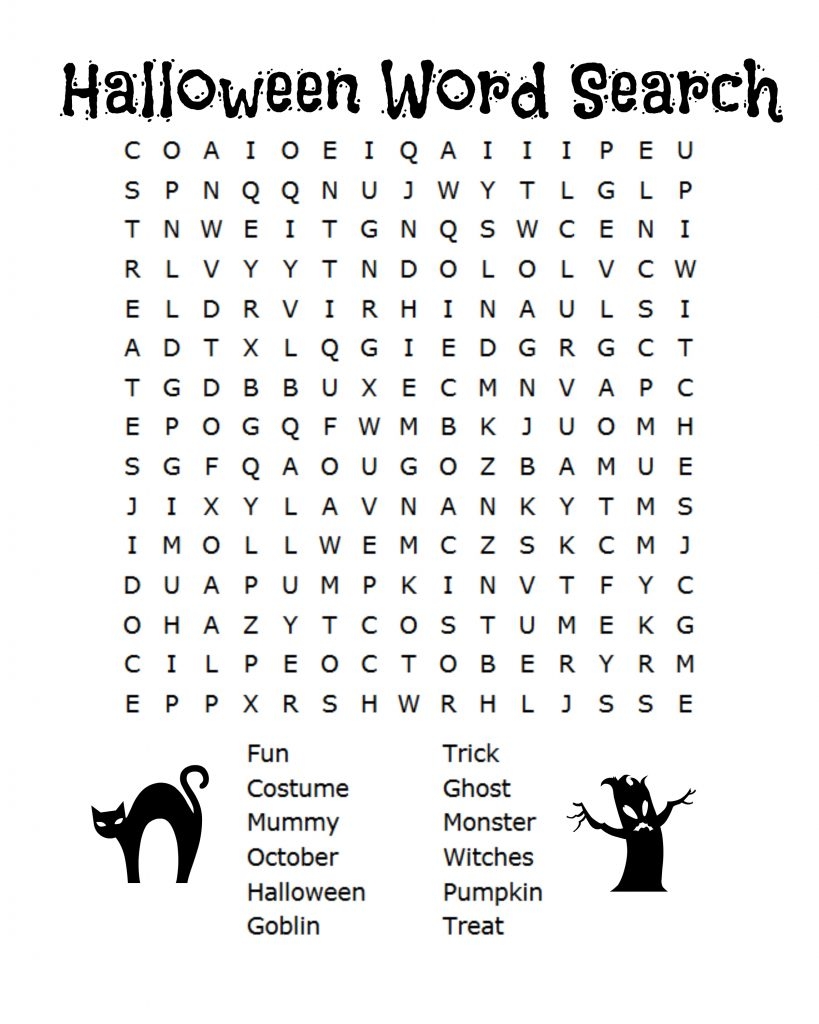halloween word search printable