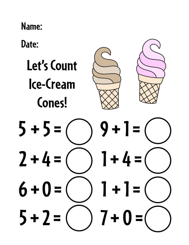 math worksheet for kindergarten
