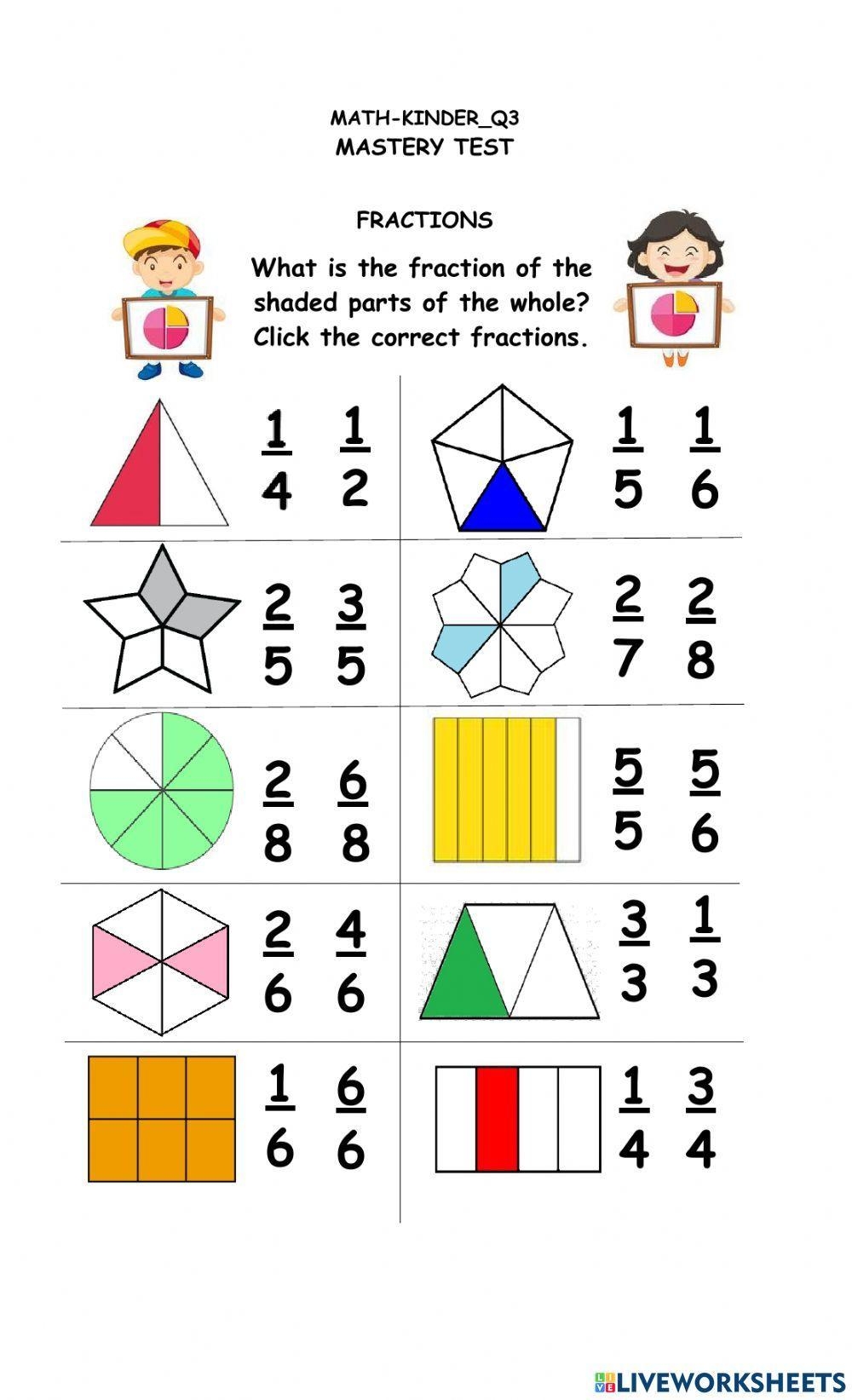 fraction worksheets for kindergarten fraction worksheets for kindergarten