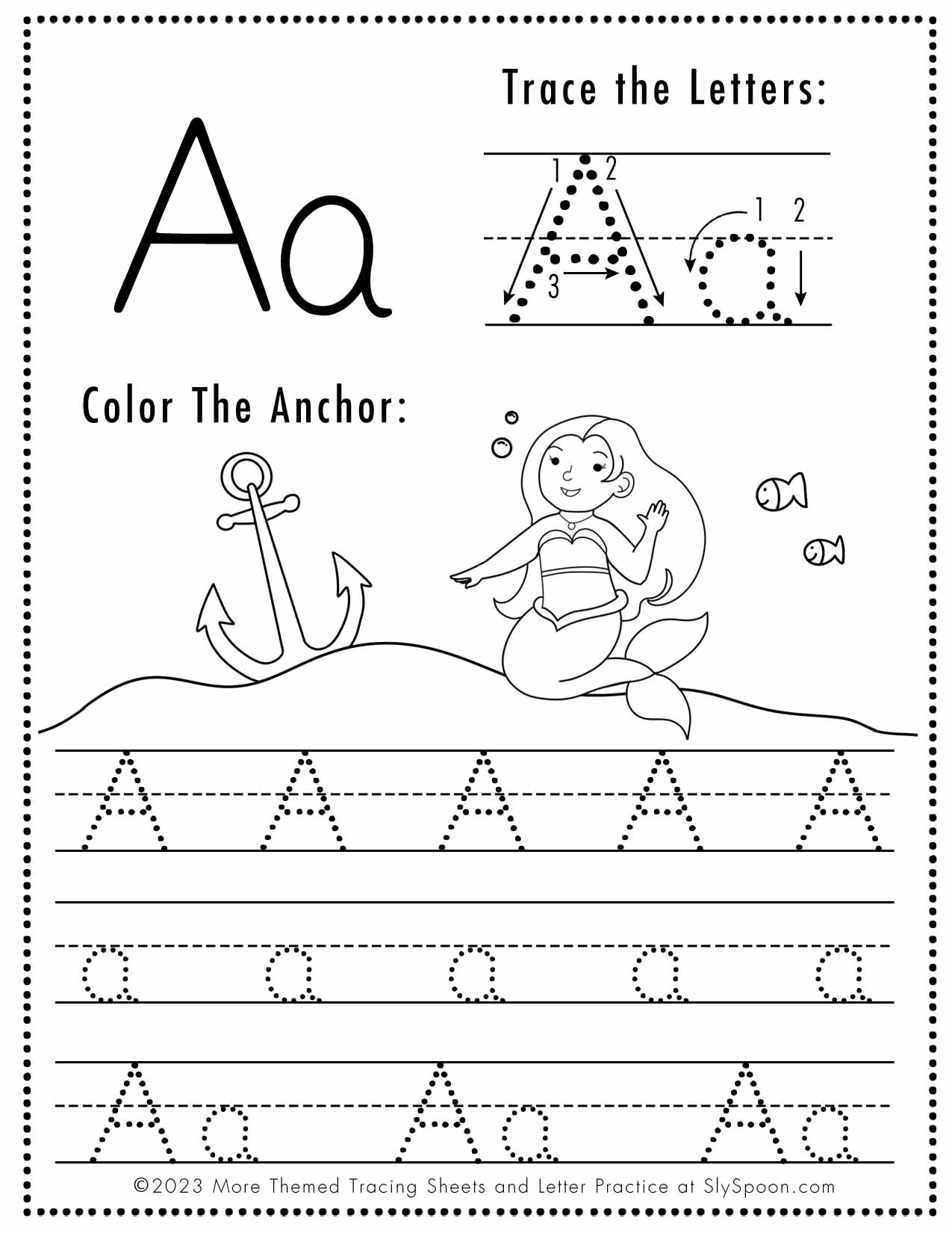 Free Letter A Tracing Worksheets Mermaid Themed Sly Spoon Free Letter A Tracing Worksheets Mermaid Themed Sly Spoon