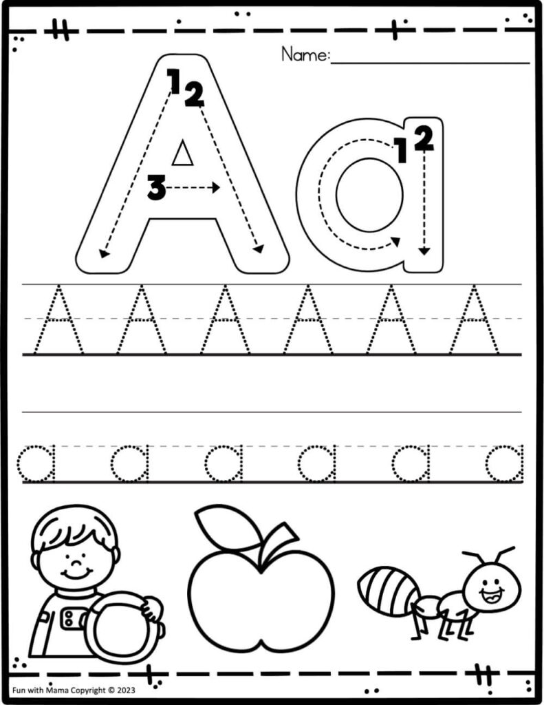 Free Letter A Worksheets For Preschool Kindergarten Fun With Mama