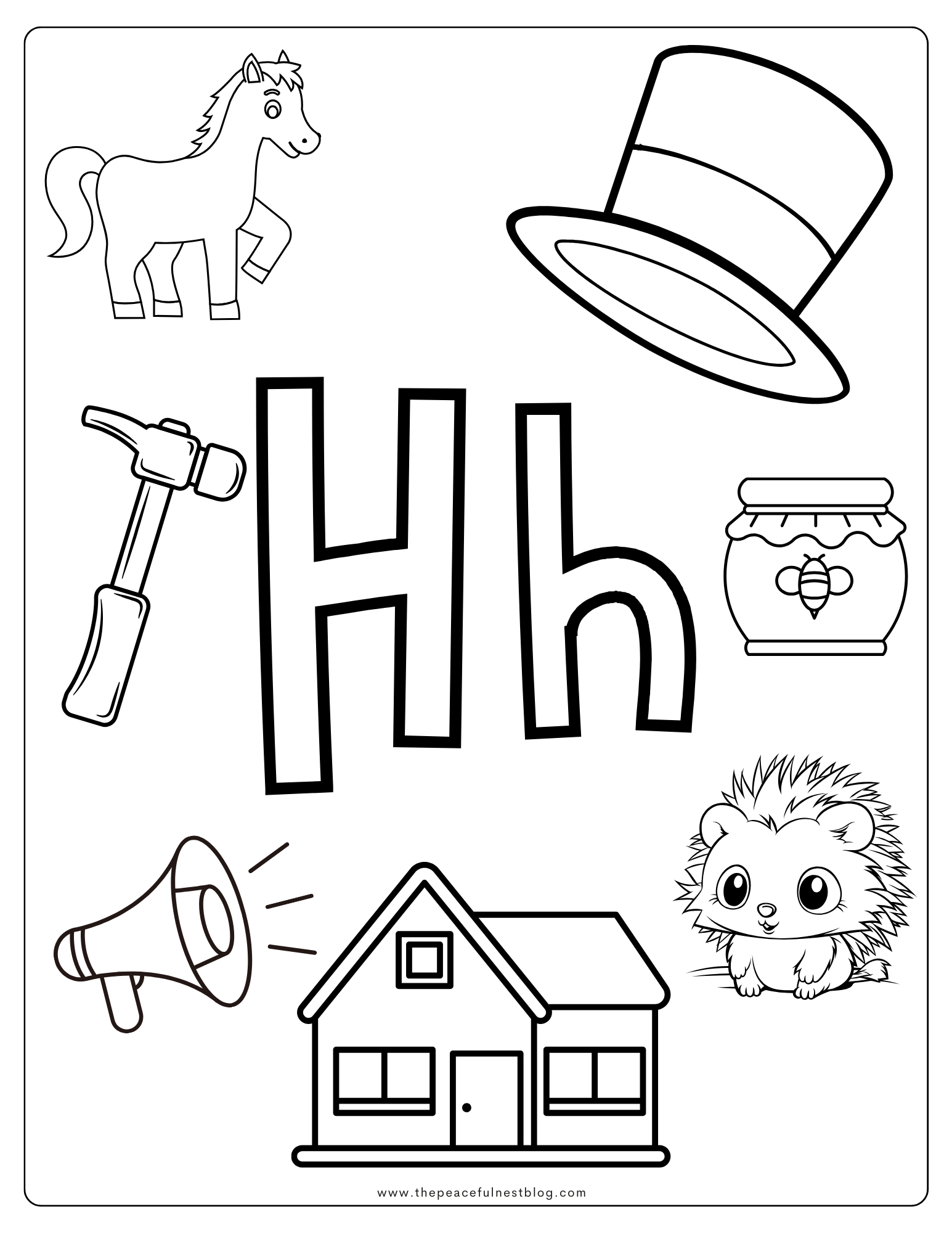 Free Letter H Coloring Page Printable For Toddlers Free Letter H Coloring Page Printable For Toddlers