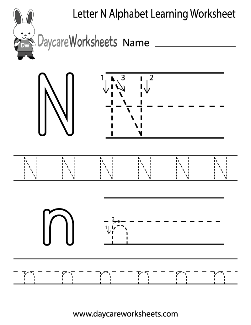 letter n worksheets for preschool