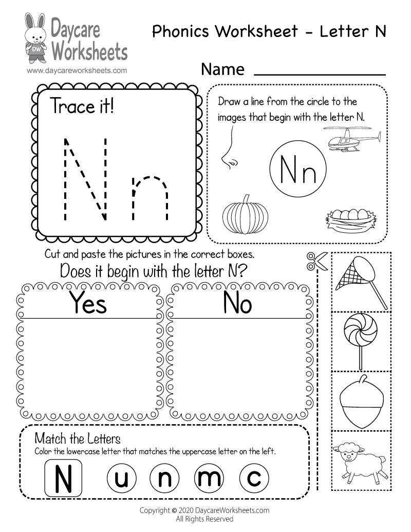 letter n worksheets for preschoolers