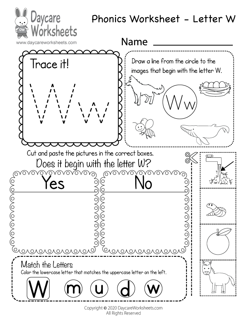 letter w worksheets for preschool