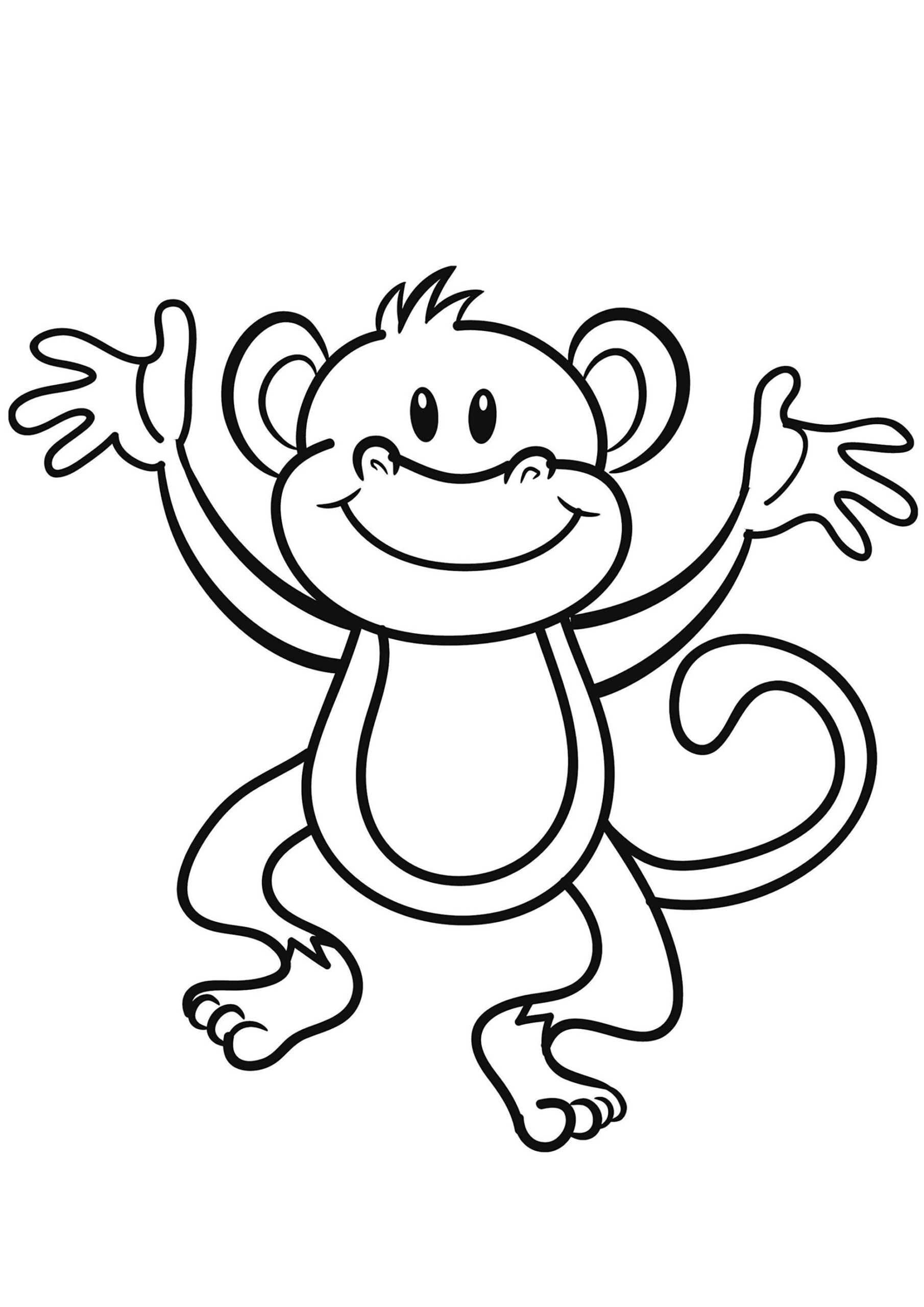 Free Monkey Drawing To Download And Color Monkey Coloring Pages