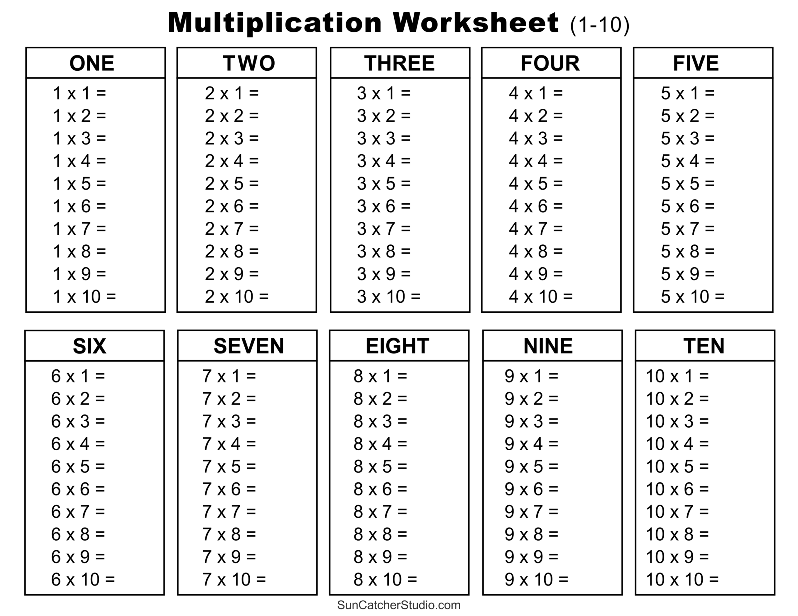 Free Multiplication Tables Worksheet Printable Practice Sheets Free Multiplication Tables Worksheet Printable Practice Sheets