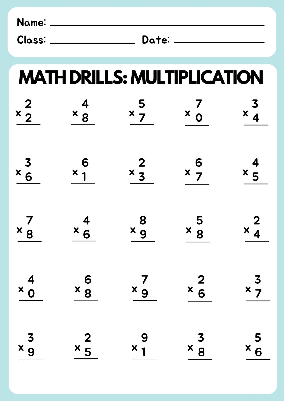 Free Multiplication Worksheet Templates To Use And Print Worksheets 