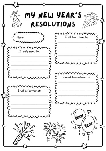 FREE My New Year s Resolutions Worksheet Goal Setting Activity For 