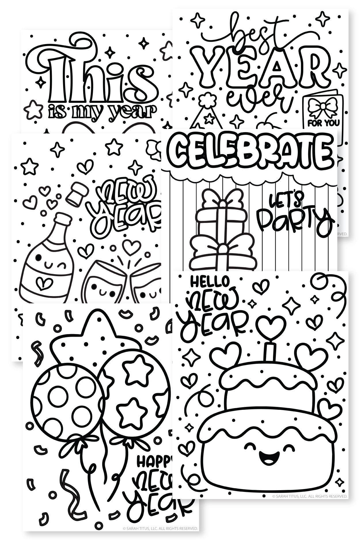 Free New Year s Coloring Pages Cute Party Printables Sarah Titus