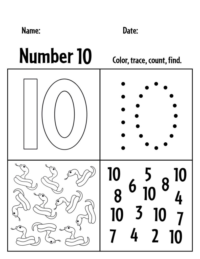 FREE Number 10 Worksheets For Preschool The Hollydog Blog
