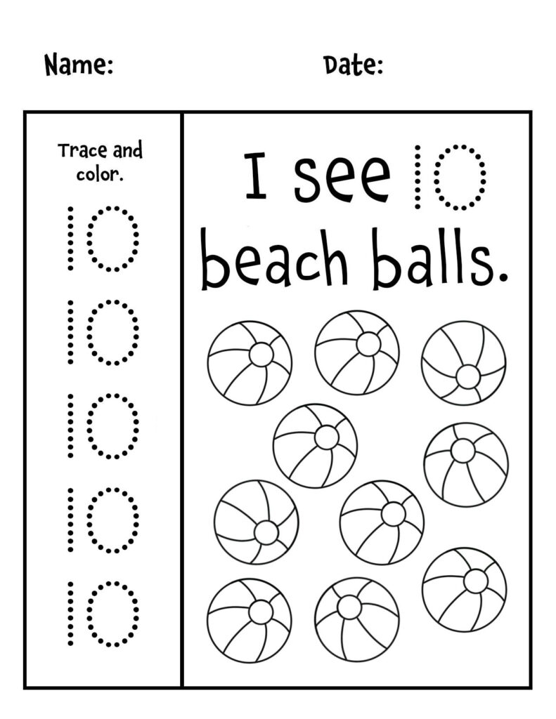 number activity sheets for preschoolers