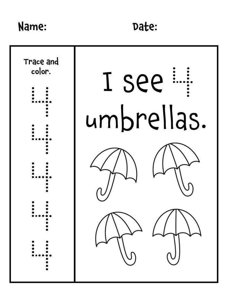 FREE Number 4 Worksheets For Preschool The Hollydog Blog