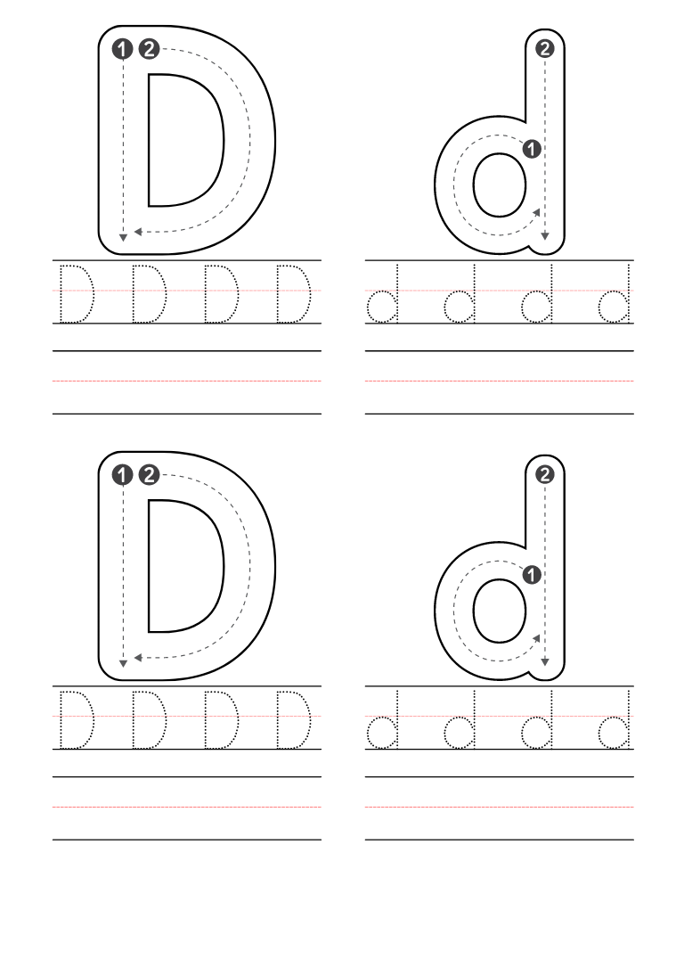 printable letter d worksheets